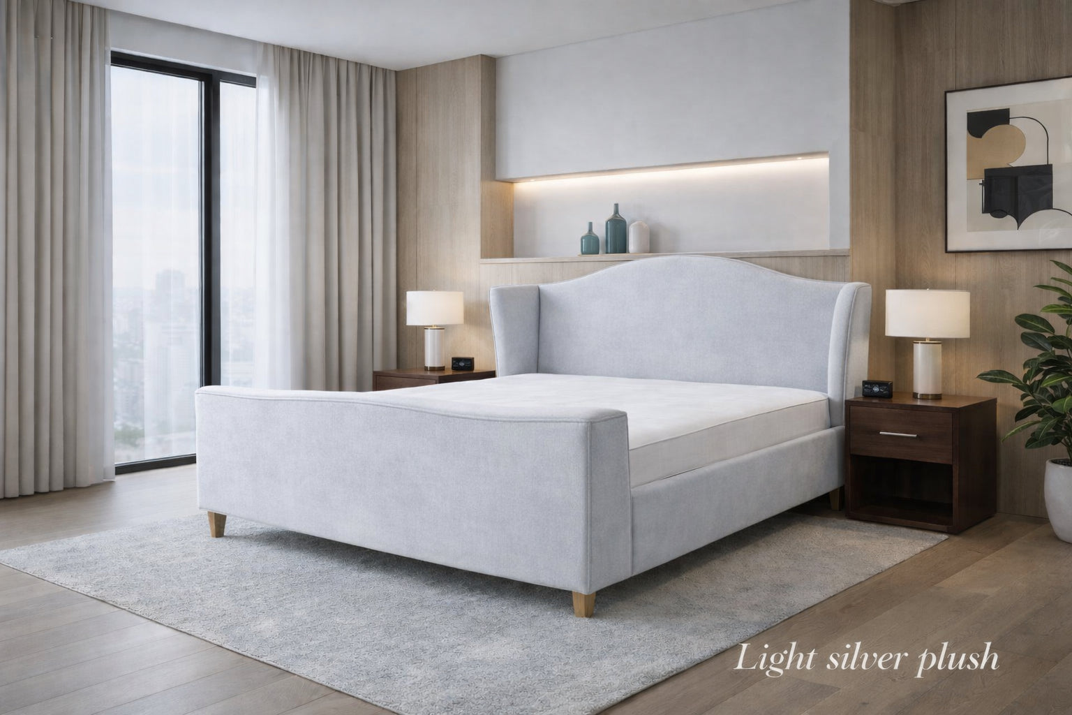 Light Silver Plush Royale Bed