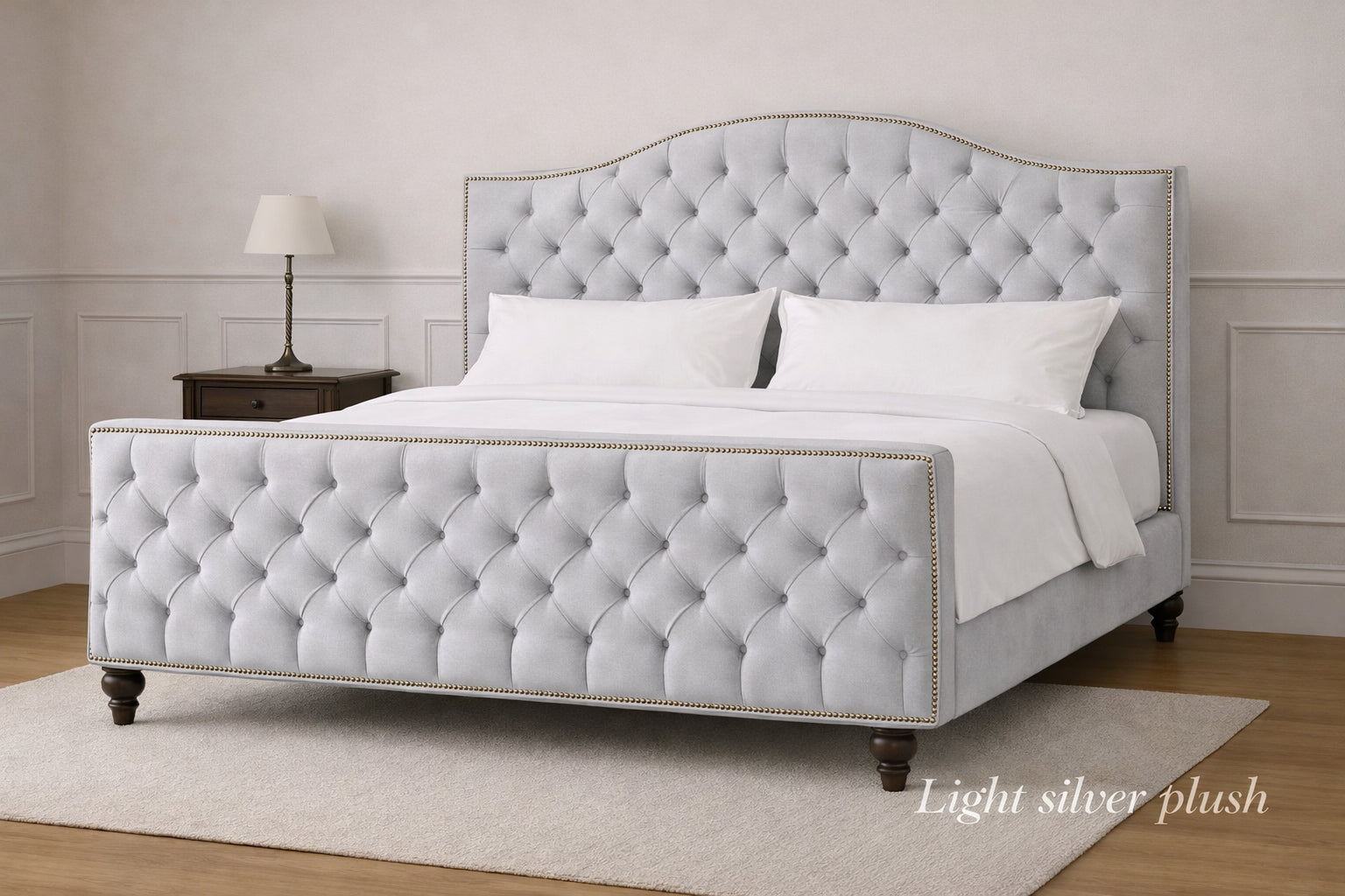 Light Silver Plush Elizabeth Bed
