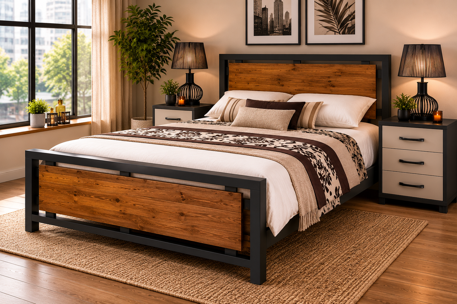 Roma painted/ Stained Pine Bed