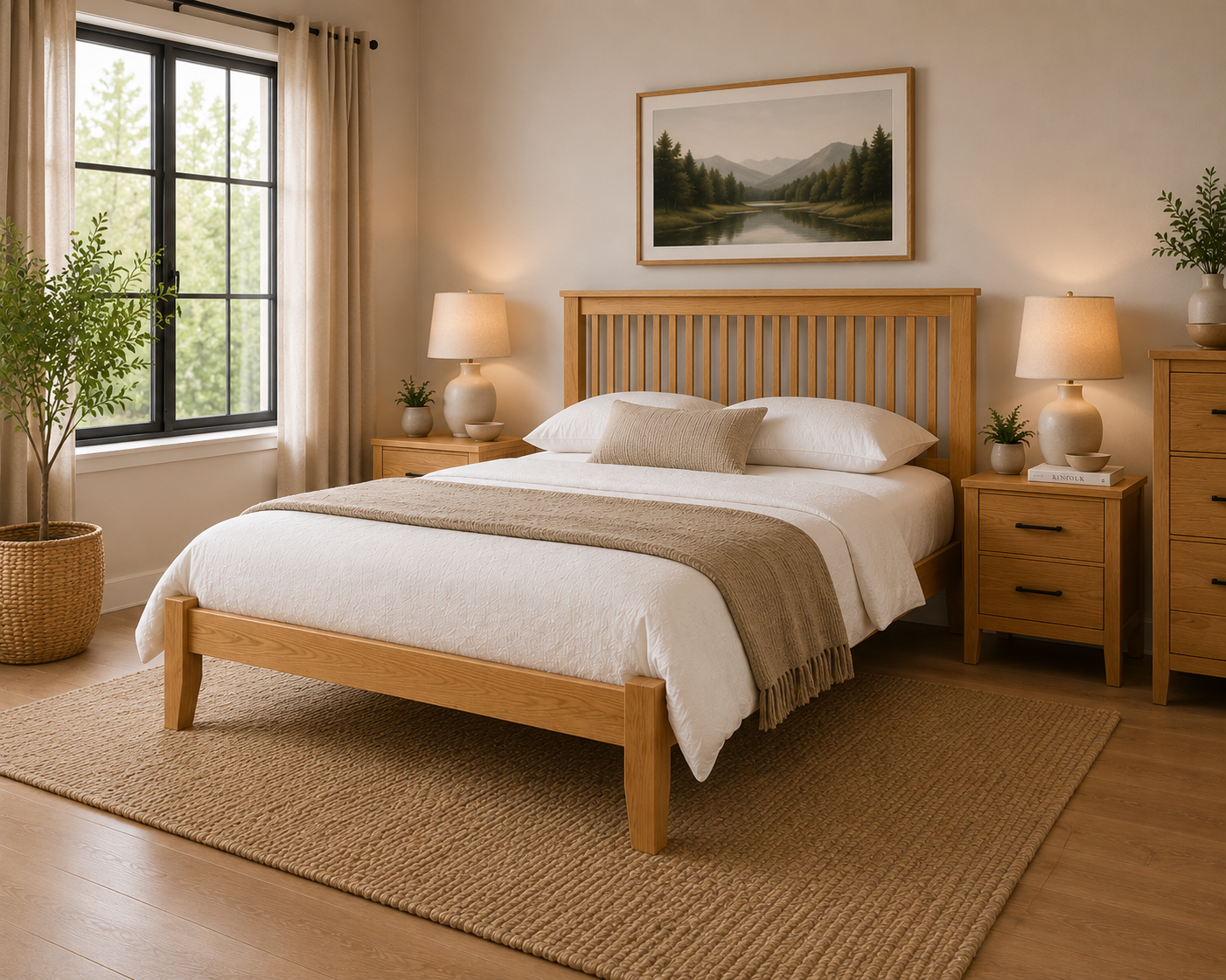 Barcelona Oak Bed