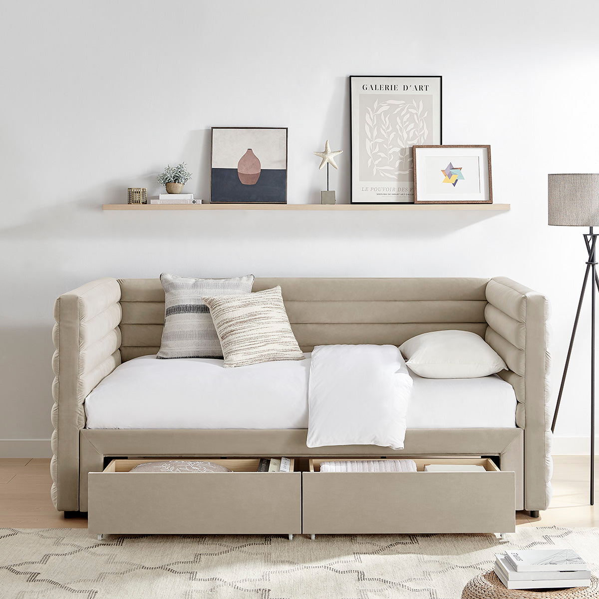 Grasse Daybed with Drawers Taupe