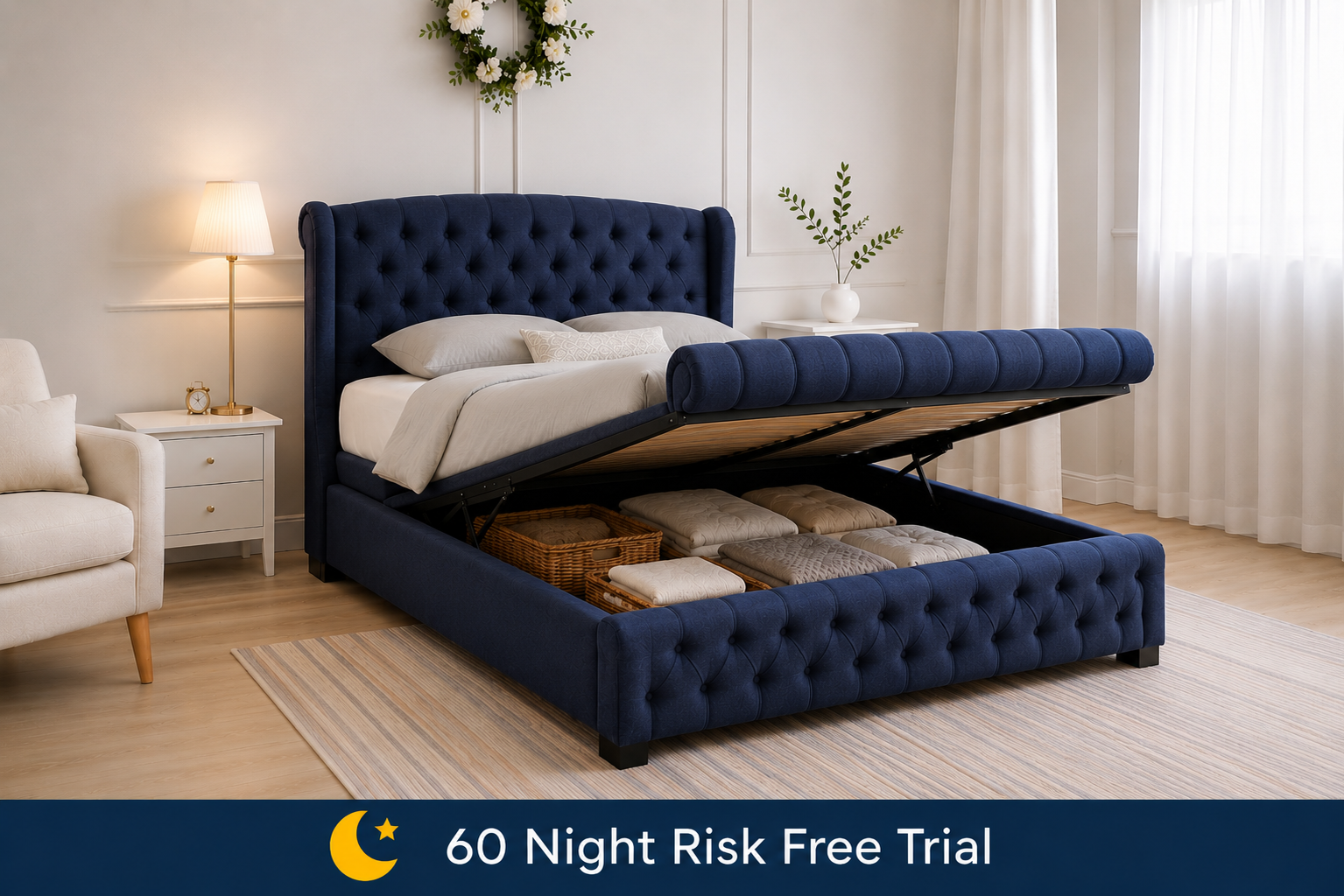 100% Organic Chesterfield Hemp Bed