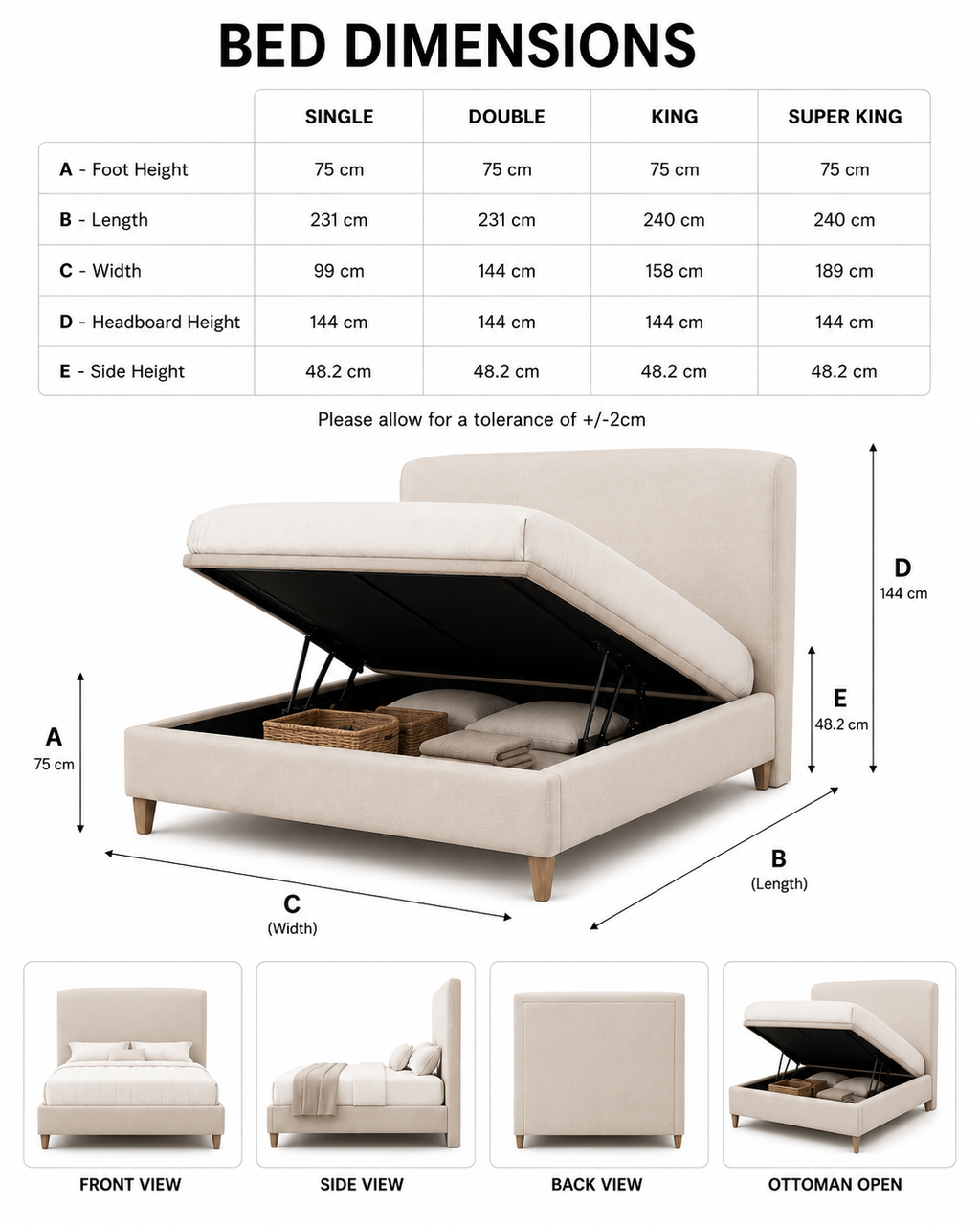 100% Organic Curve Roll End Hemp Bed