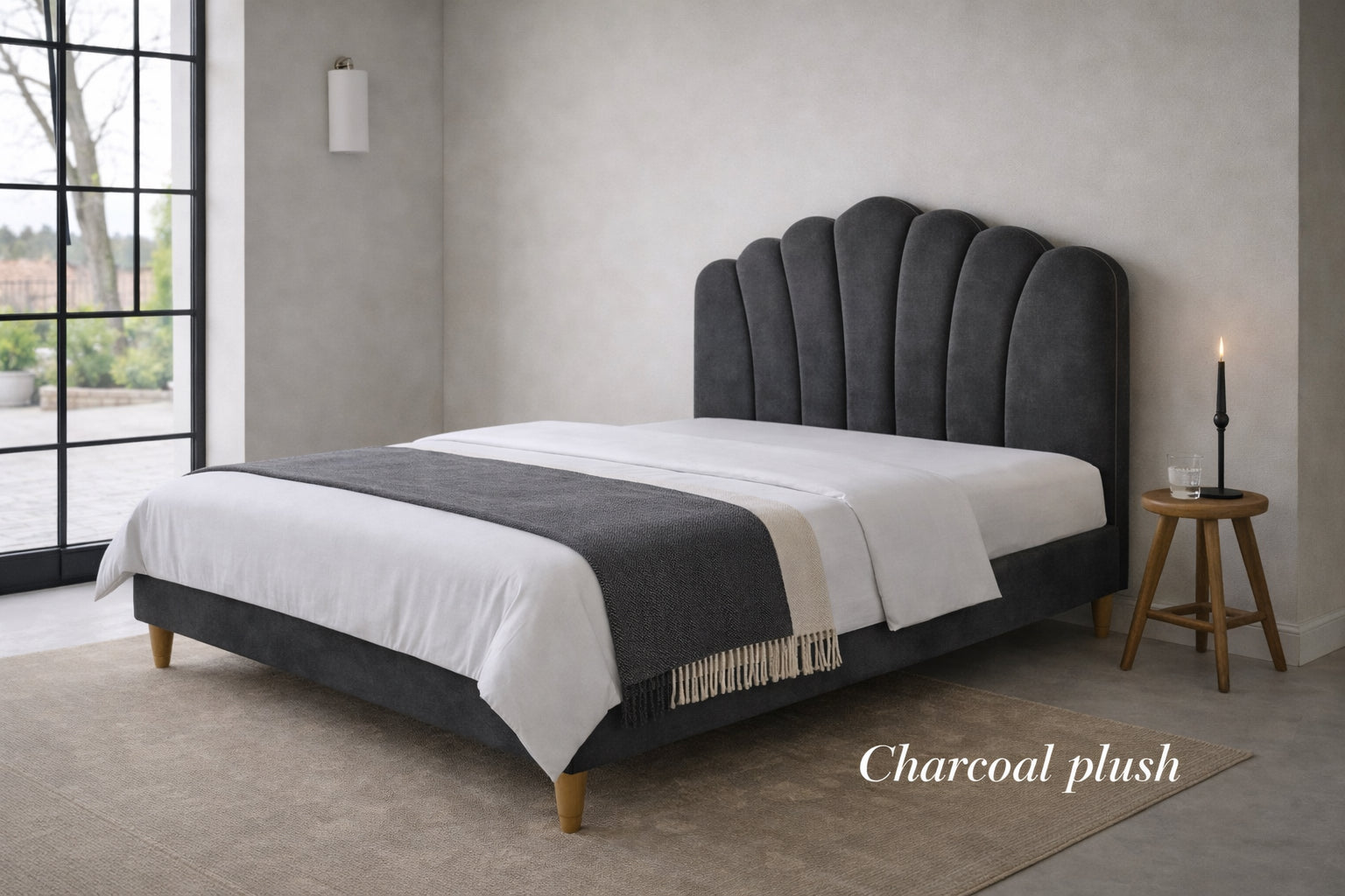 Charcoal Plush Gabrielle Bed