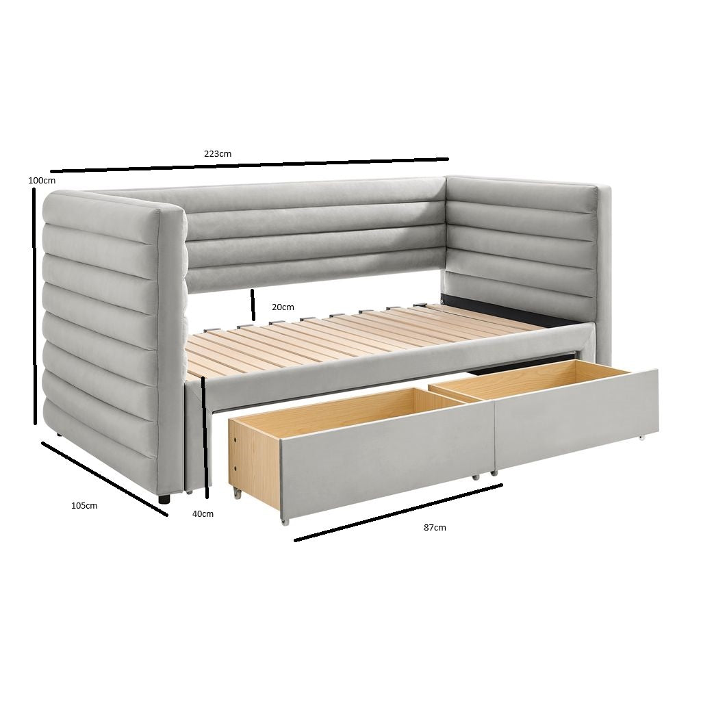 Meaux Daybed with Drawers Grey