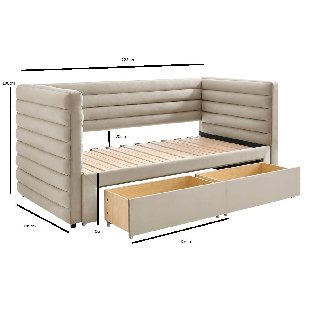 Grasse Daybed with Drawers Taupe