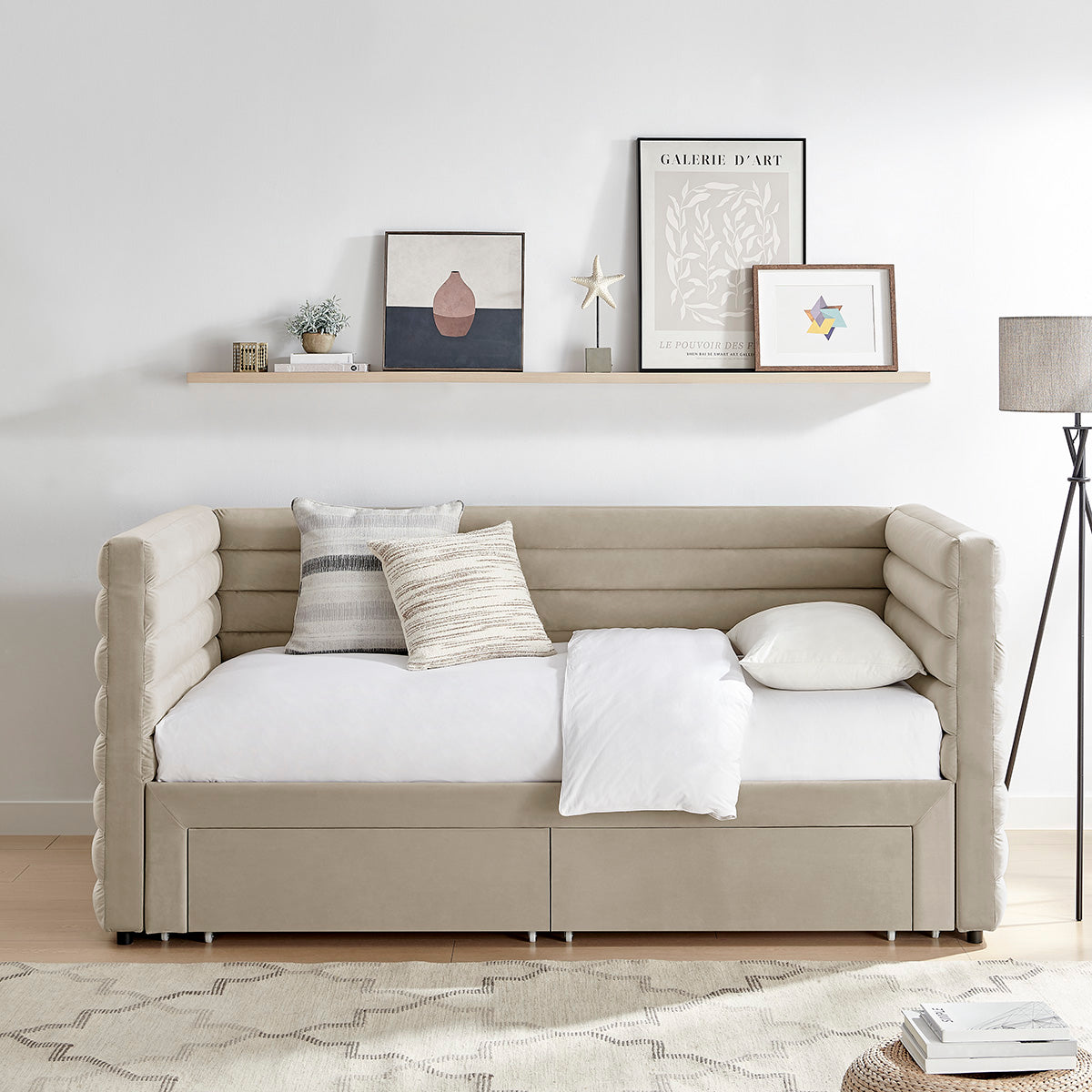 Grasse Daybed with Drawers Taupe