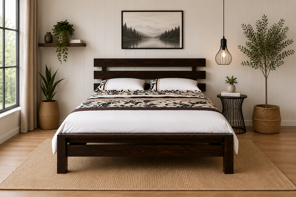 Pisa Dark Stain Pine Bed