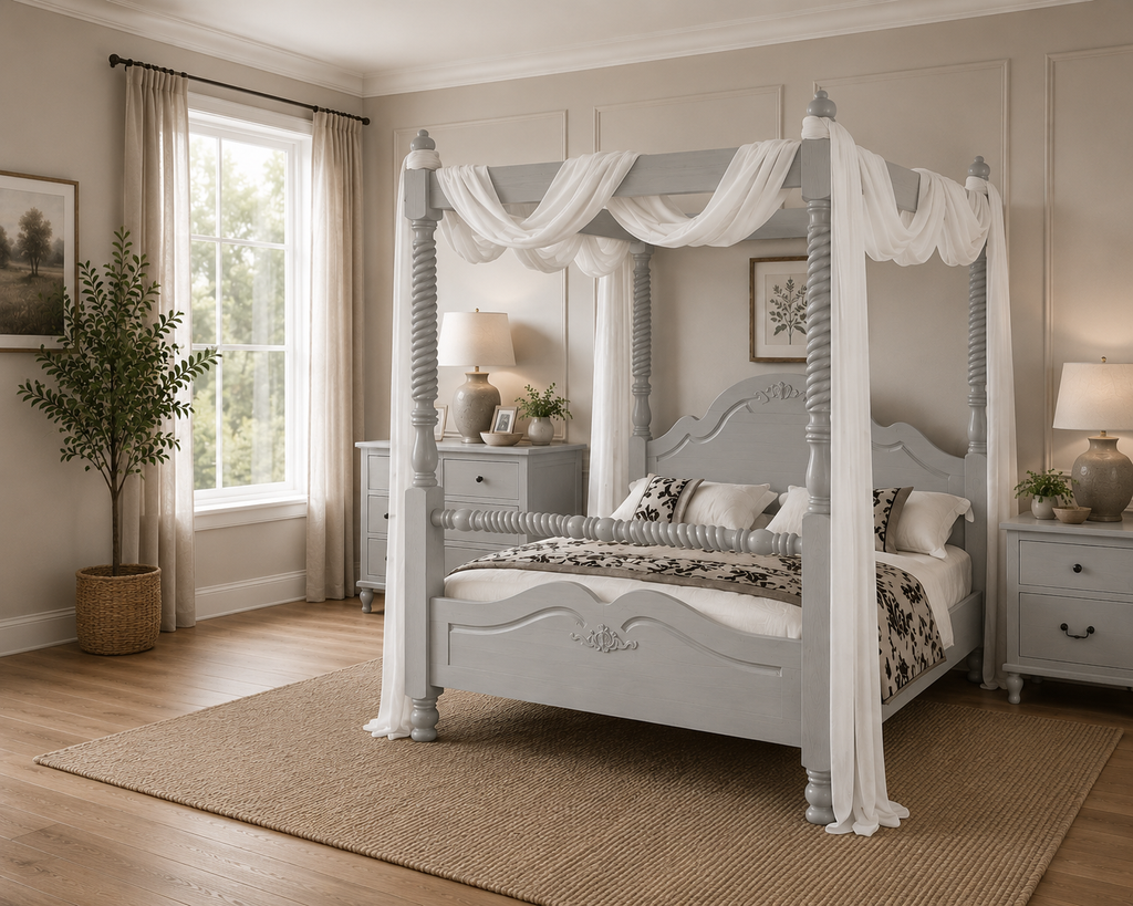 Windsor Grey Pine Four Poster
