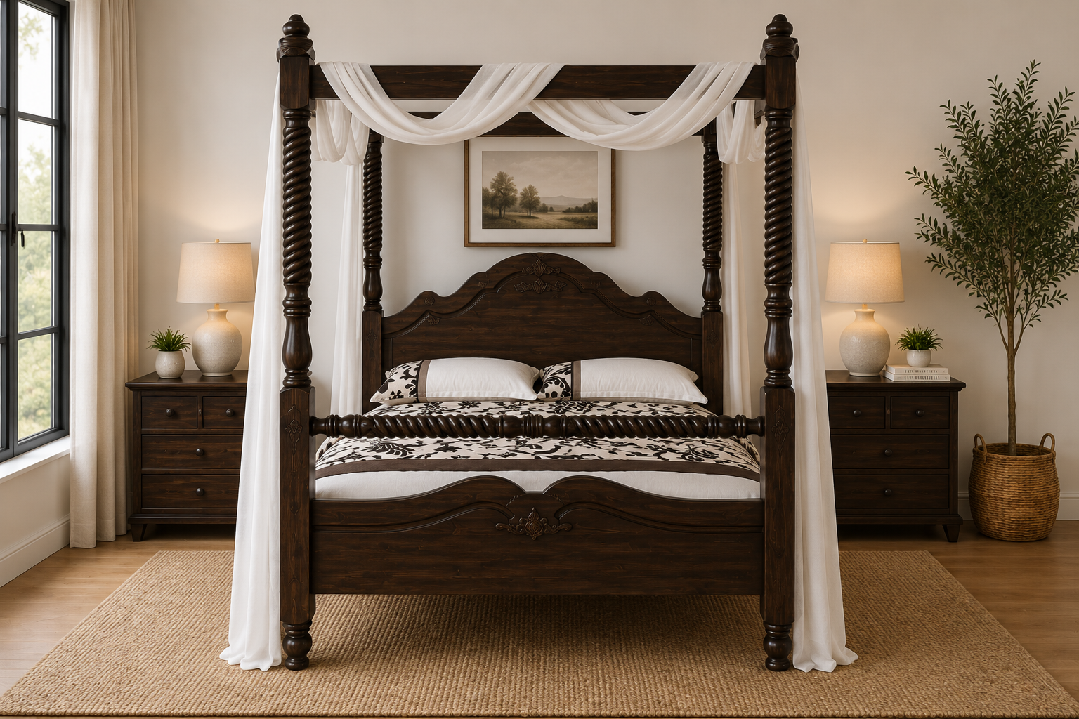 Windsor Four Poster Pine Dark Stain