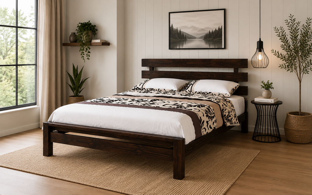 Pisa Dark Stain Pine Bed