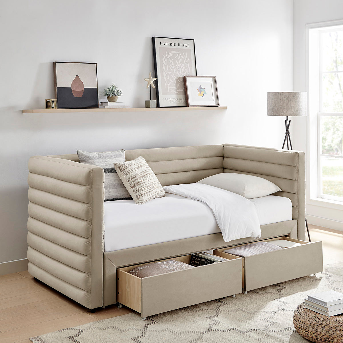 Grasse Daybed with Drawers Taupe