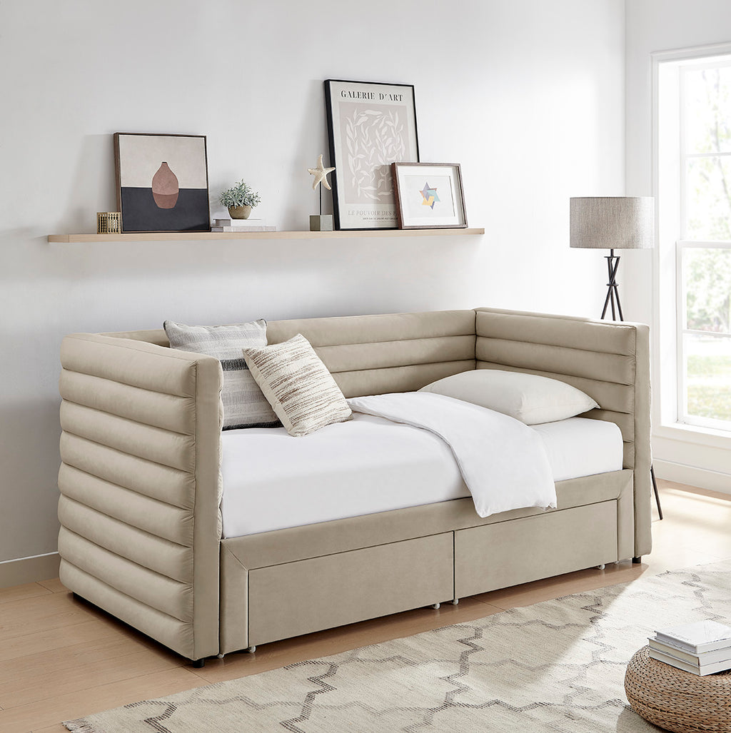 Grasse Daybed with Drawers Taupe