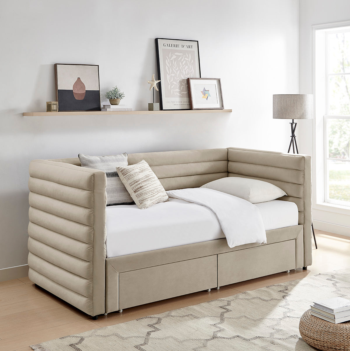 Grasse Daybed with Drawers Taupe